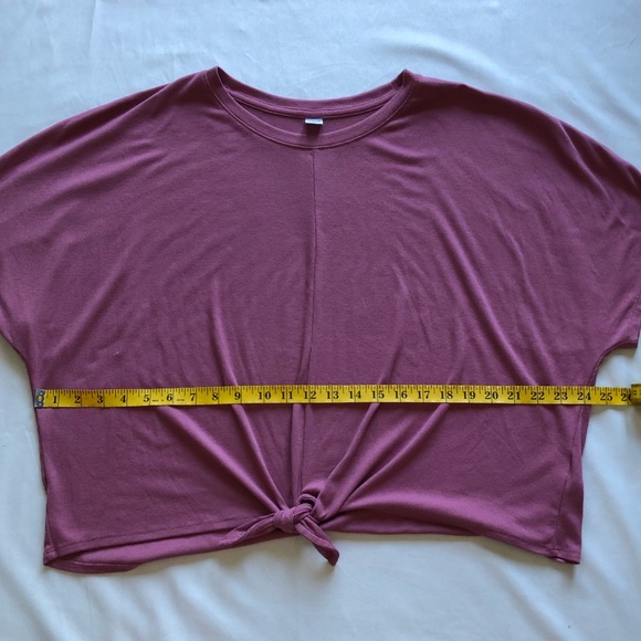 Old Navy Ribbed Tie Front Drop Sleeve Tee in Dusty Pink - Picture 11 of 11
